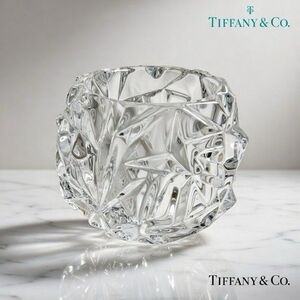 Tiffany & Co Rock Cut Crystal Votive Tea Light Candle Holder 3.25x3 Excellent